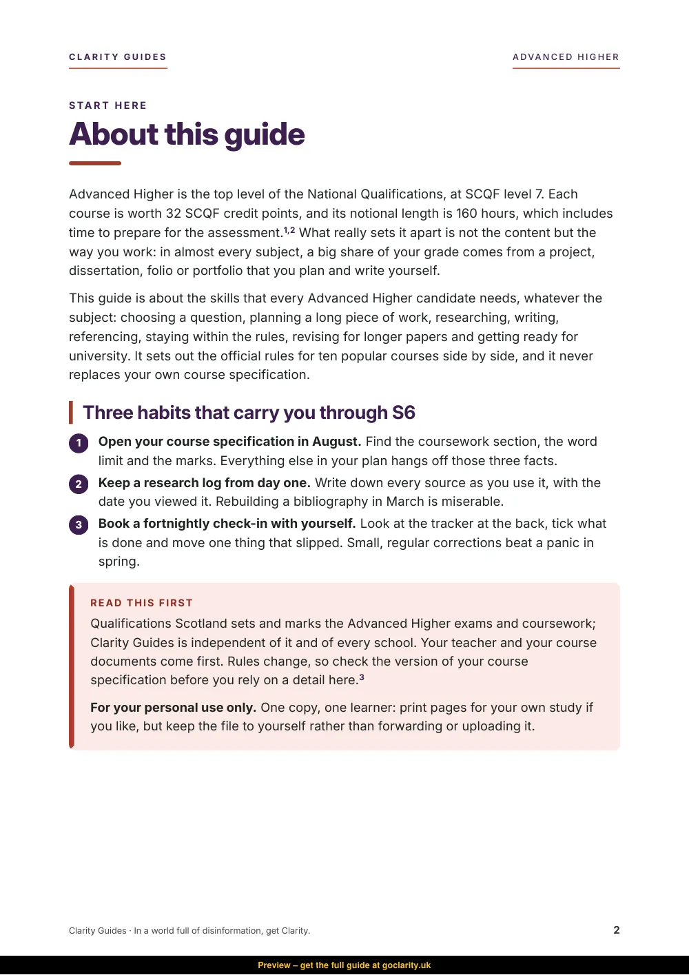 Advanced Higher Survival Guide, preview page 2