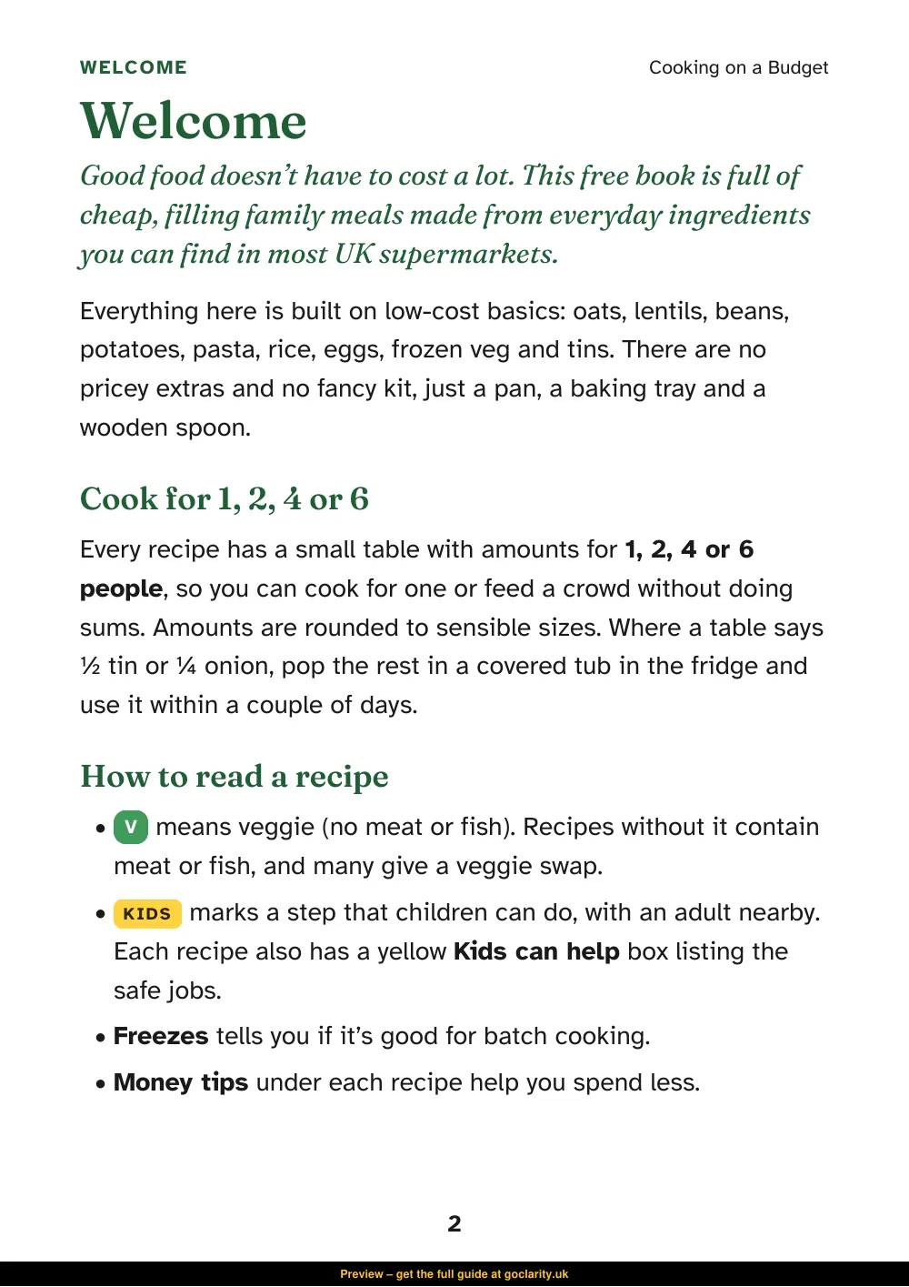 Cooking on a Budget, preview page 2