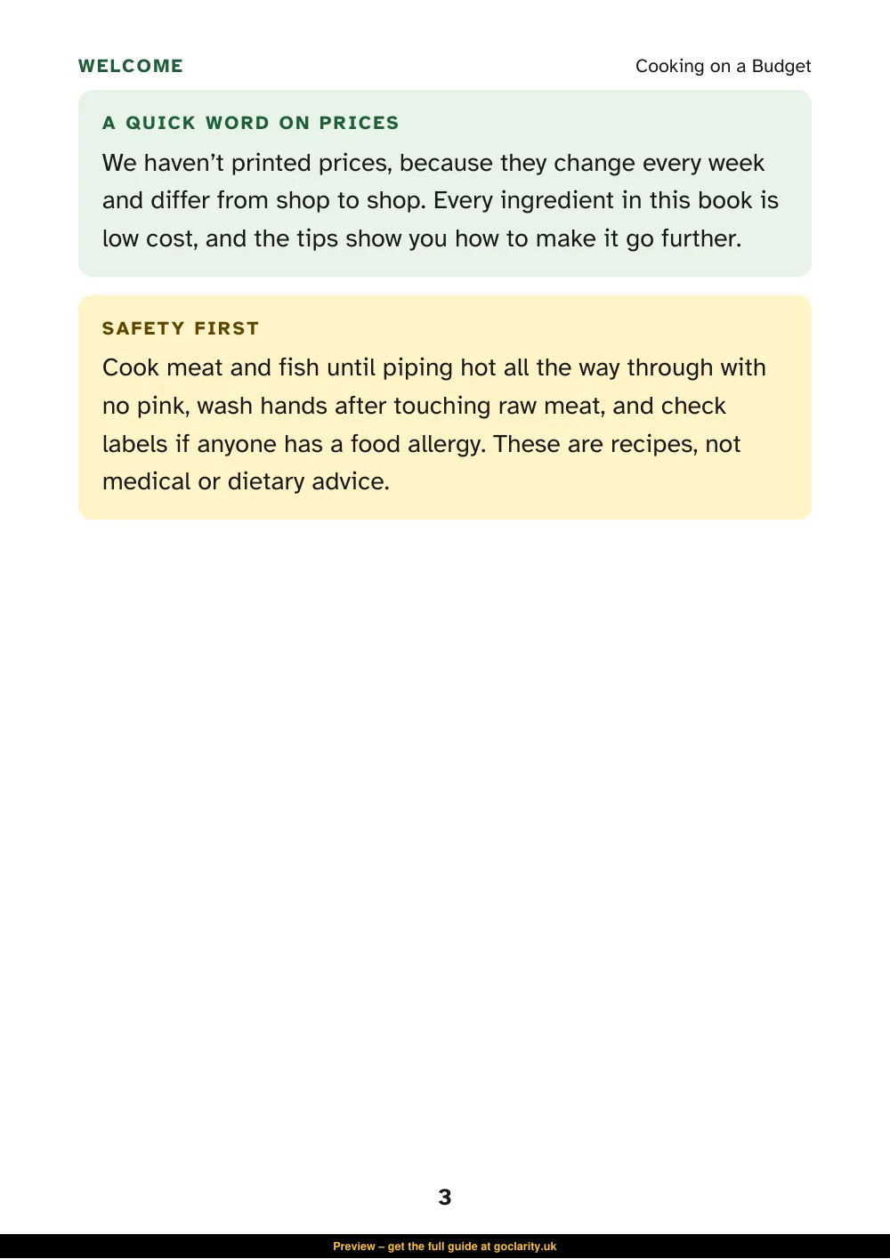 Cooking on a Budget, preview page 3