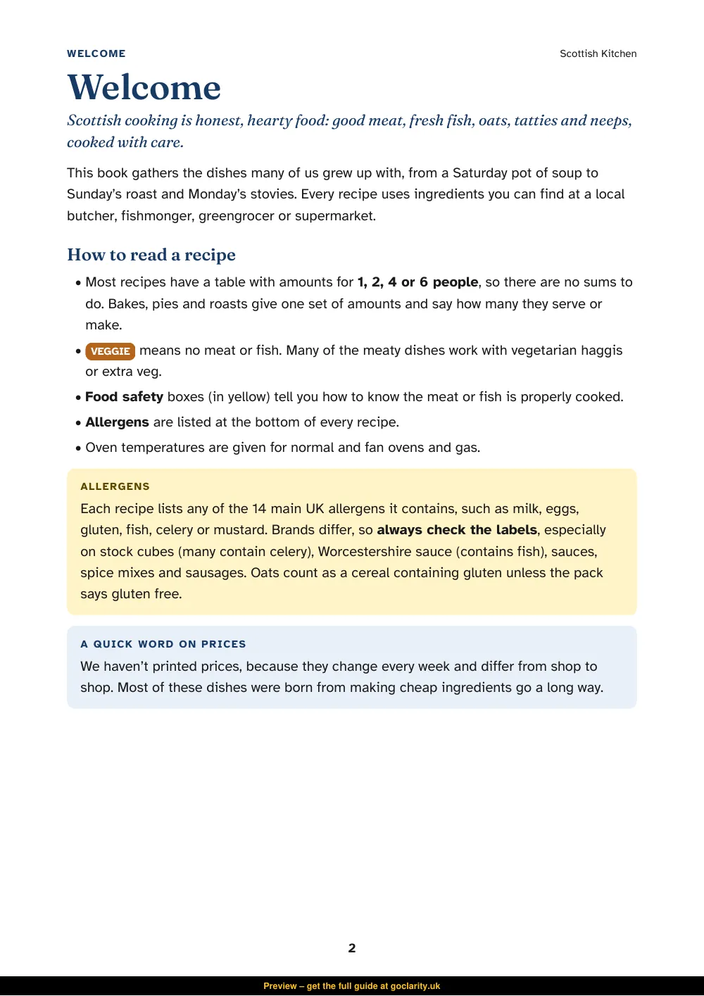 Scottish Kitchen cookbook, preview page 2